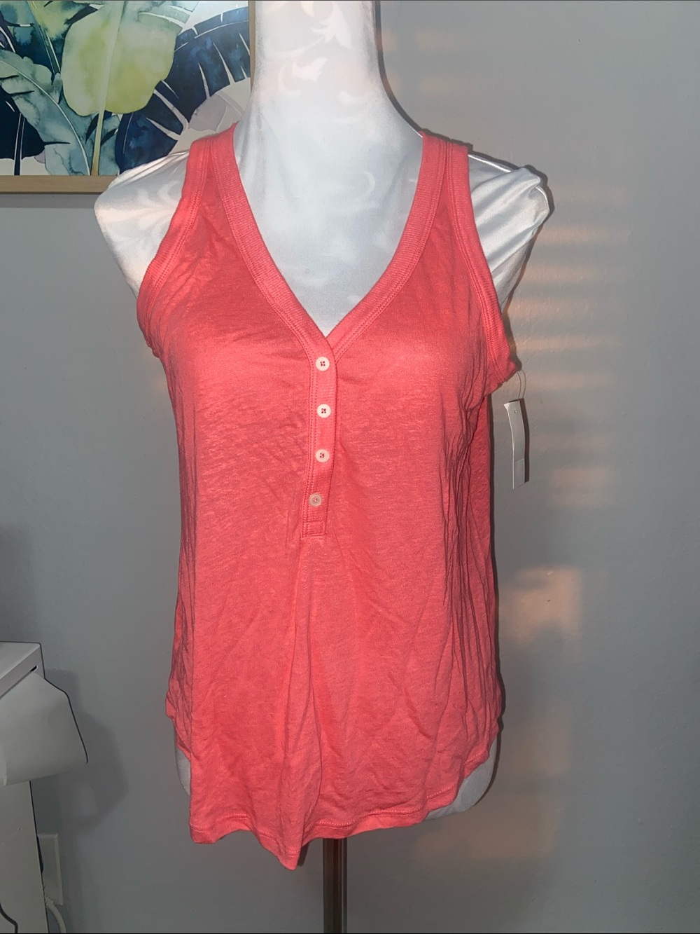 LOFT linen blend Henley tank NWT